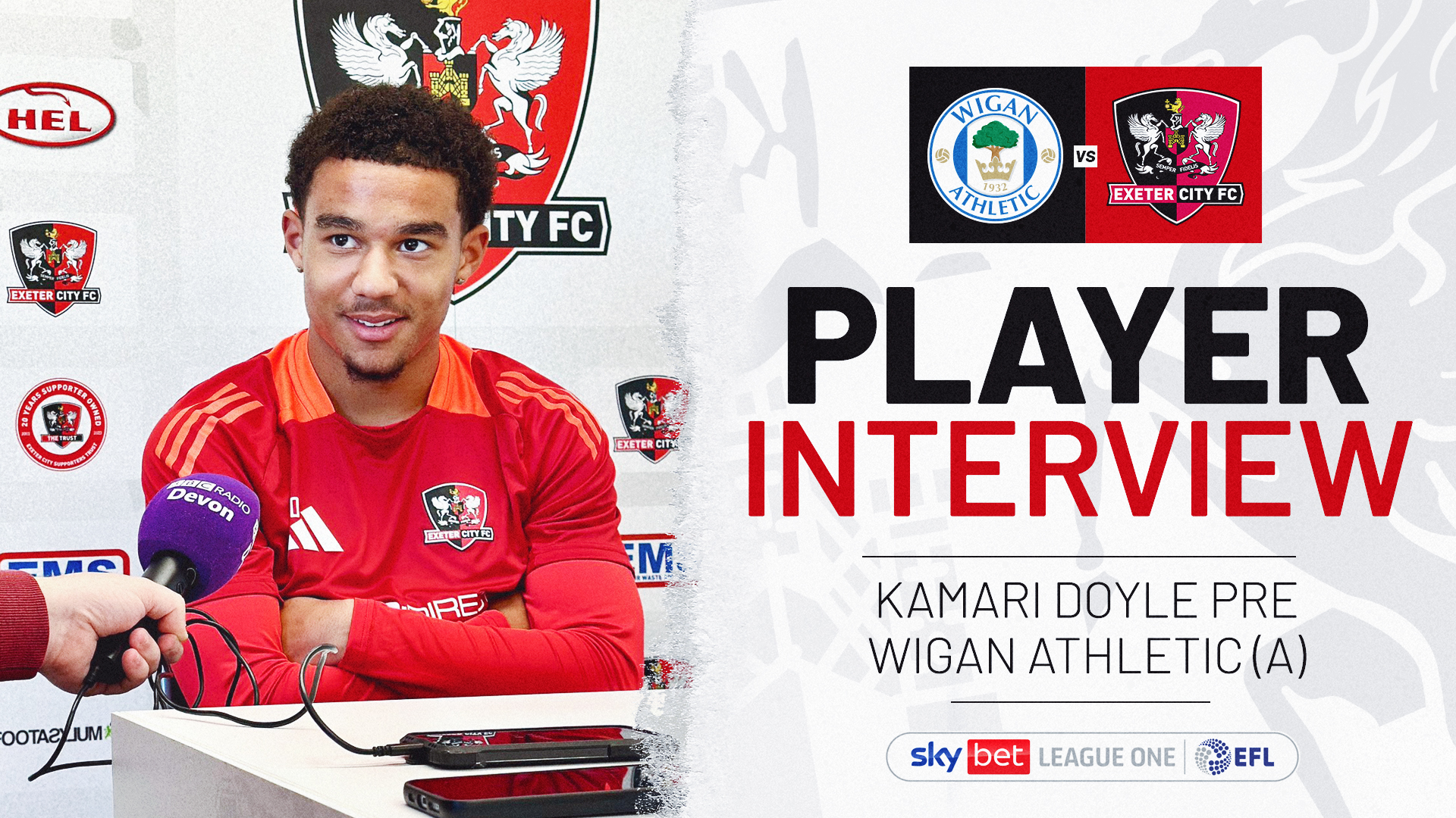 Kamari Doyle interview image for Wigan Athletic match