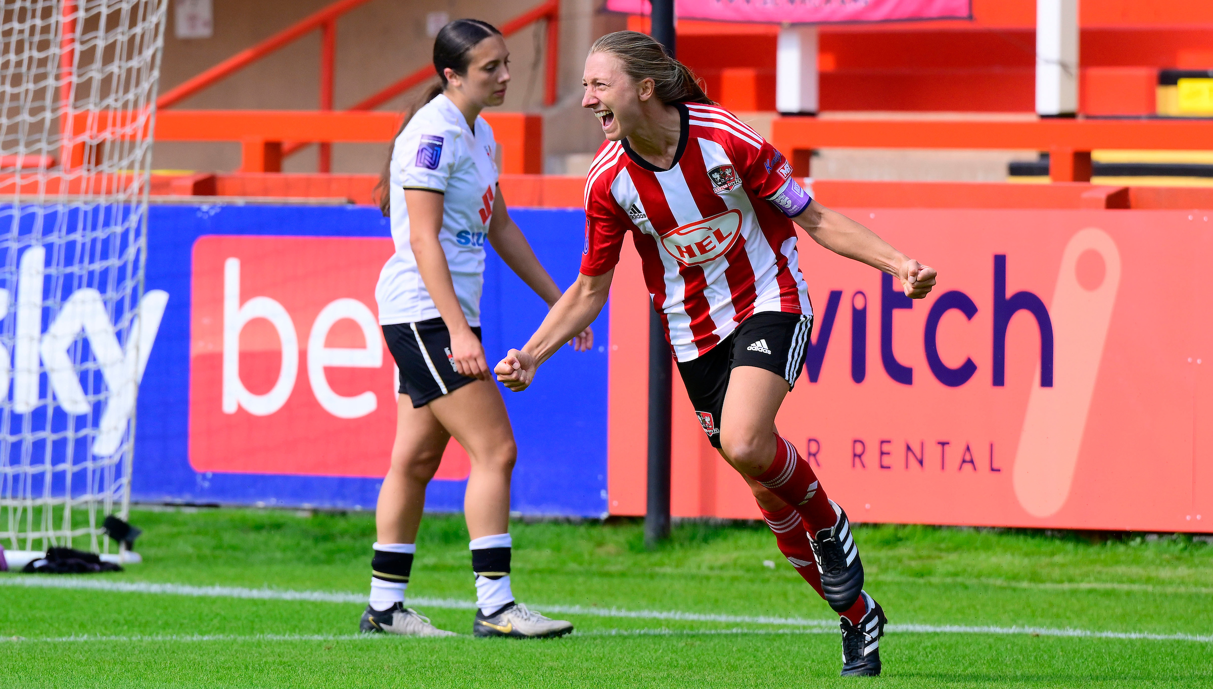 Bow Jackson celebrates scoring city's 7th goal against MK Dons