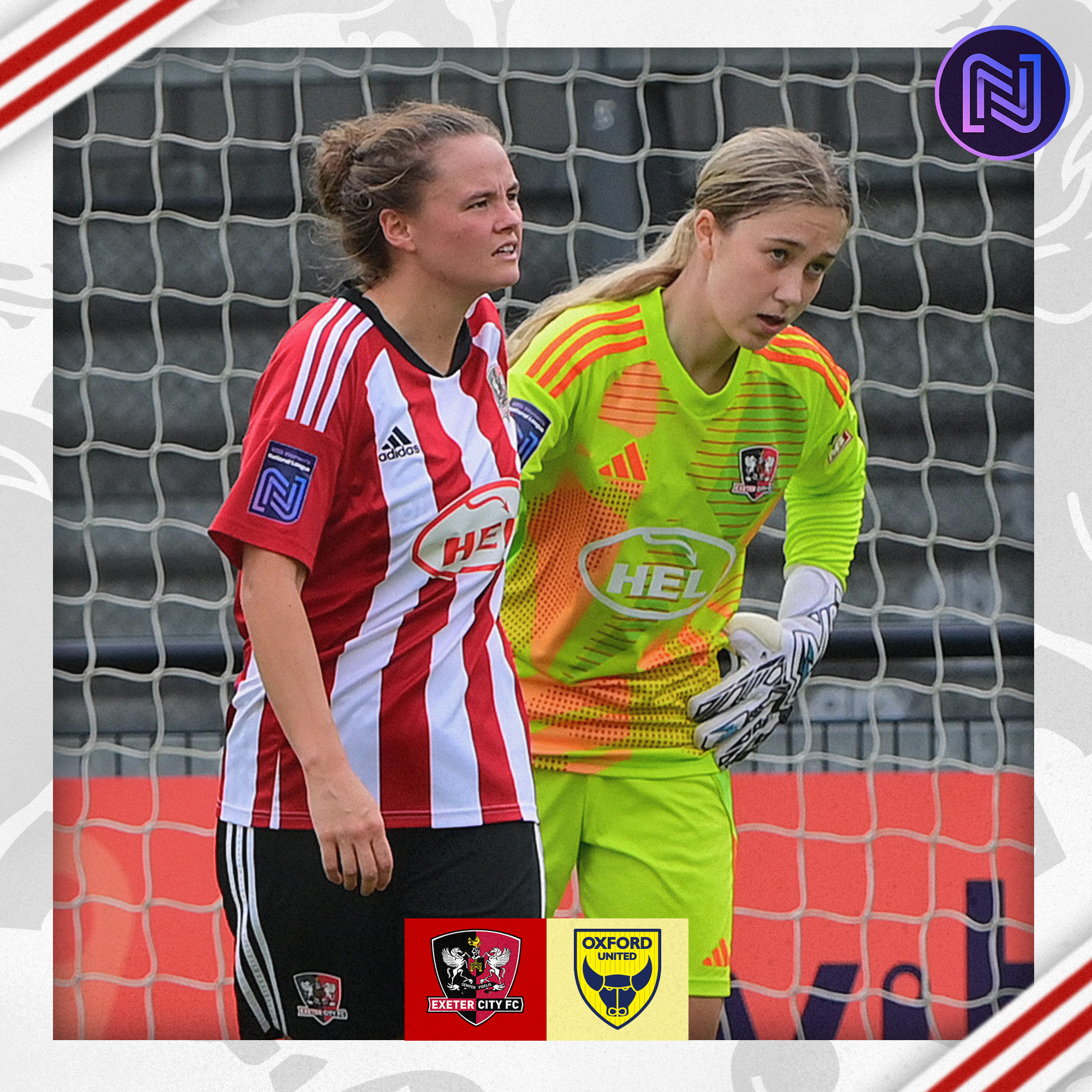 Jaydee Seaman and Liv Giles immediately after Oxford scored their first, looking dejected but determined.